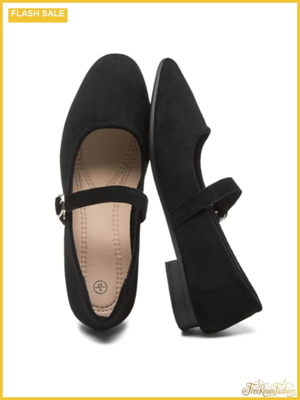 Suede Mary Jane Flats With Ankle Strap